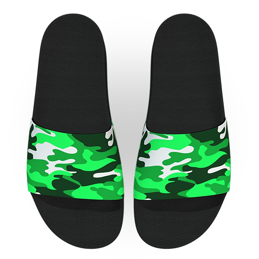 Lime Green Woodland Camouflage Slide Sandals