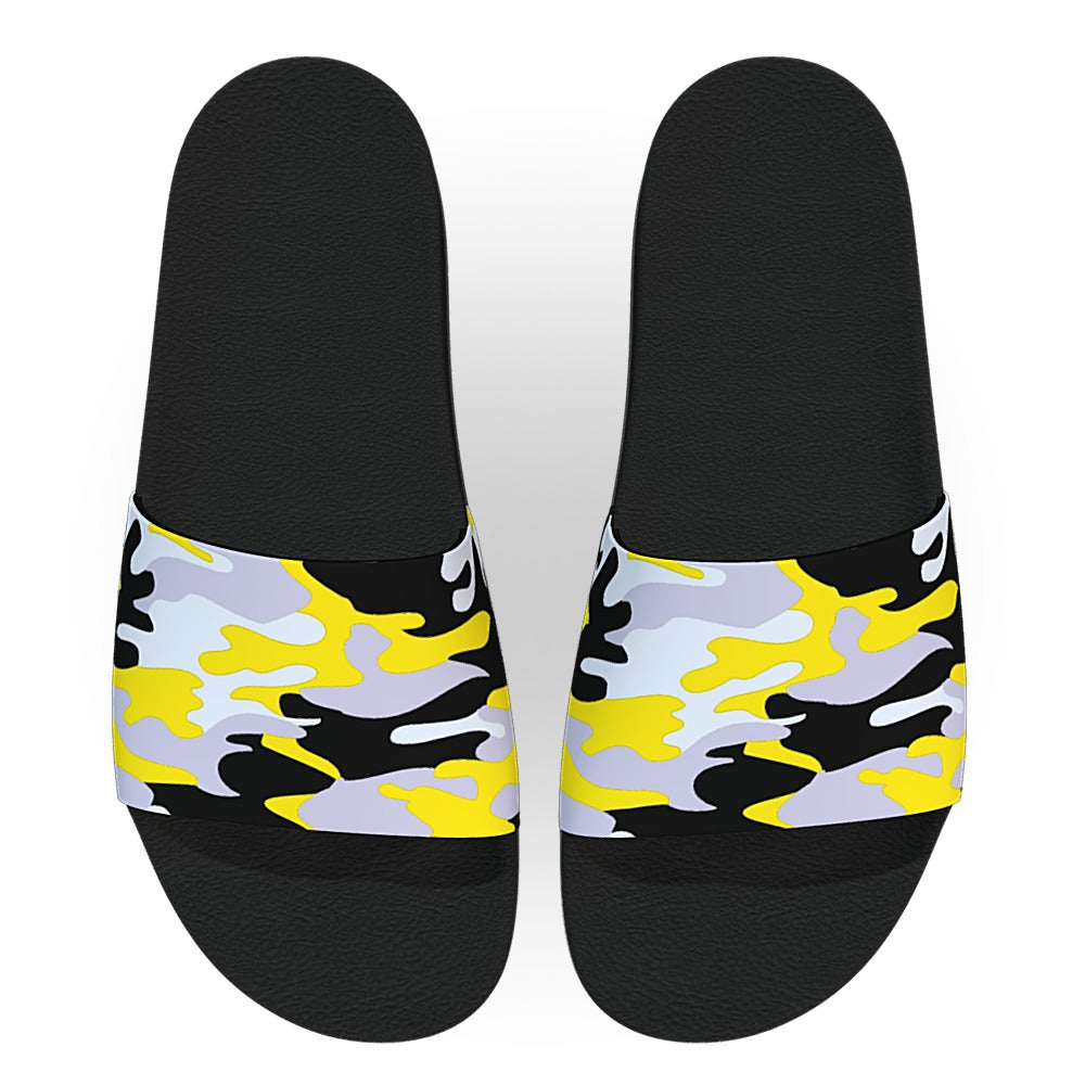 Yellow Woodland Camouflage Slide Sandals