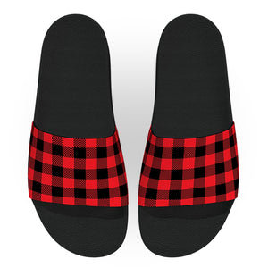 Black and Red Checkered Slide Sandals