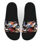 Black, Blue, and Orange Hawaiian Slide Sandals