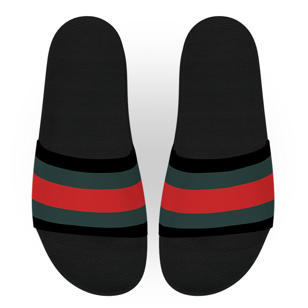 Red and Green Luxury Stripe Slide Sandals