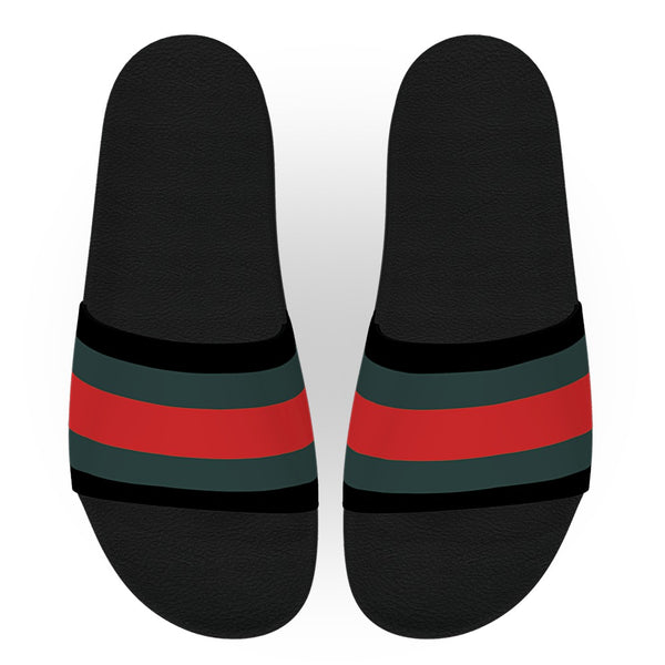Red and Green Luxury Stripe Slide Sandals & Deco Slides