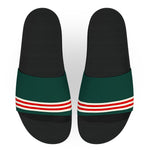 Classic Green White and Red Track Stripe Slide Sandals