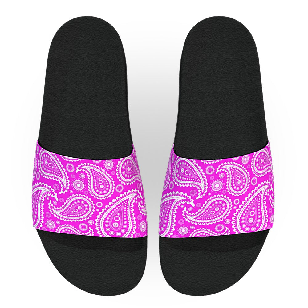 Hot Pink and White Bandana Slide Sandals