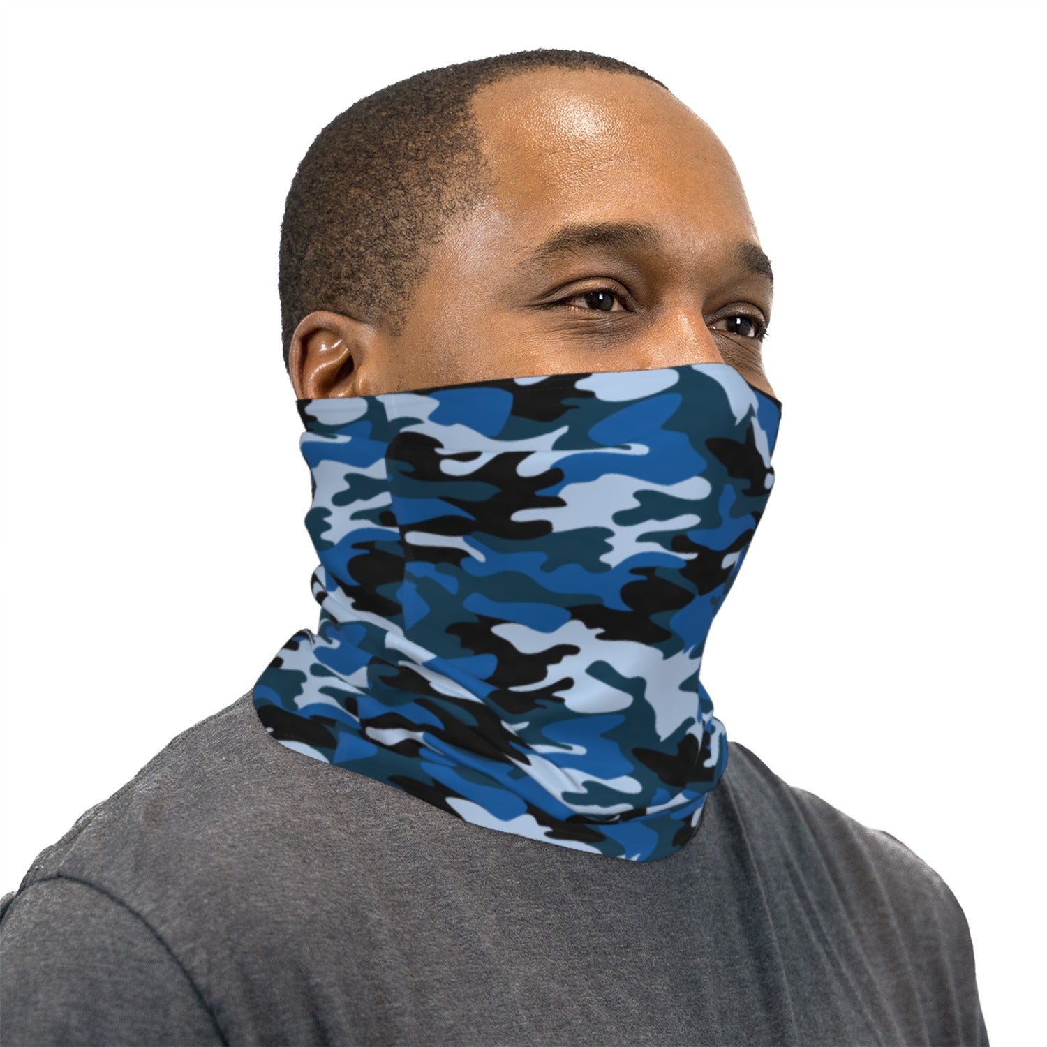 Dark Blue Camouflage Neck Gaiter Face Mask