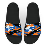 Orange and Blue Woodland Camouflage Slide Sandals