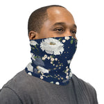 Blue and White Japanese Roses Neck Gaiter Face Mask