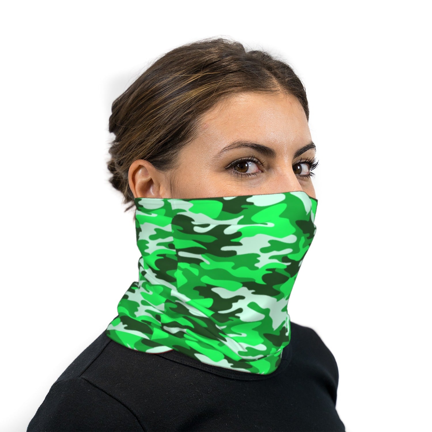 Lime Green Camouflage Neck Gaiter Face Mask
