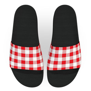 Red and White Checkered Slide Sandals Deco Slides