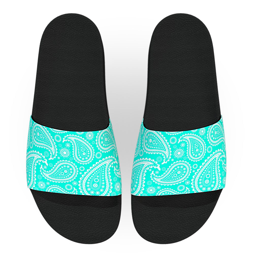 Cyan Bandana Slide Sandals