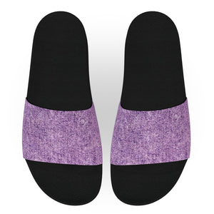 Faded Purple Denim Slide Sandals