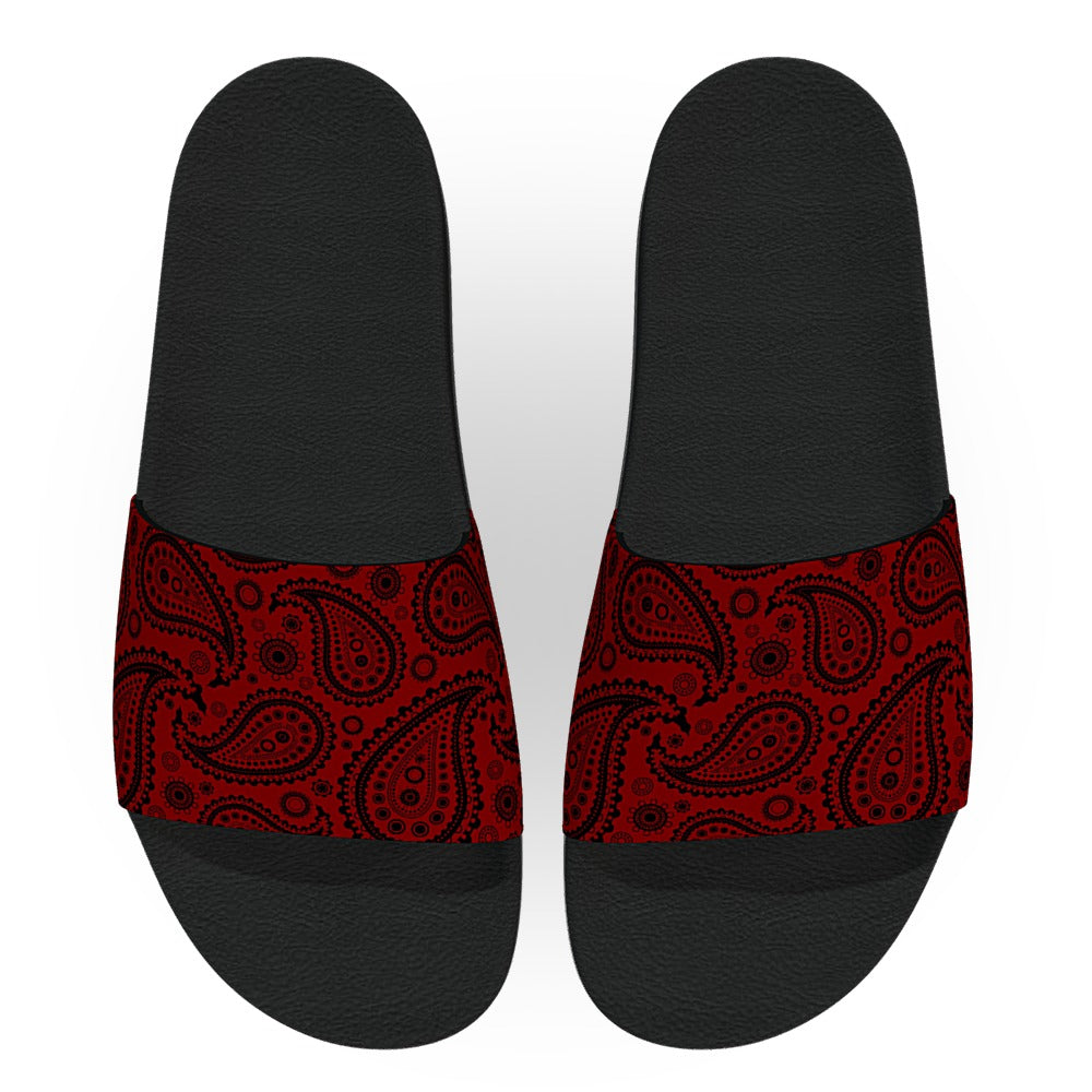 Dark Red and Black Bandana Slide Sandals Deco Slides