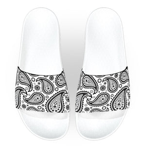 White and Black Bandana Slide Sandals