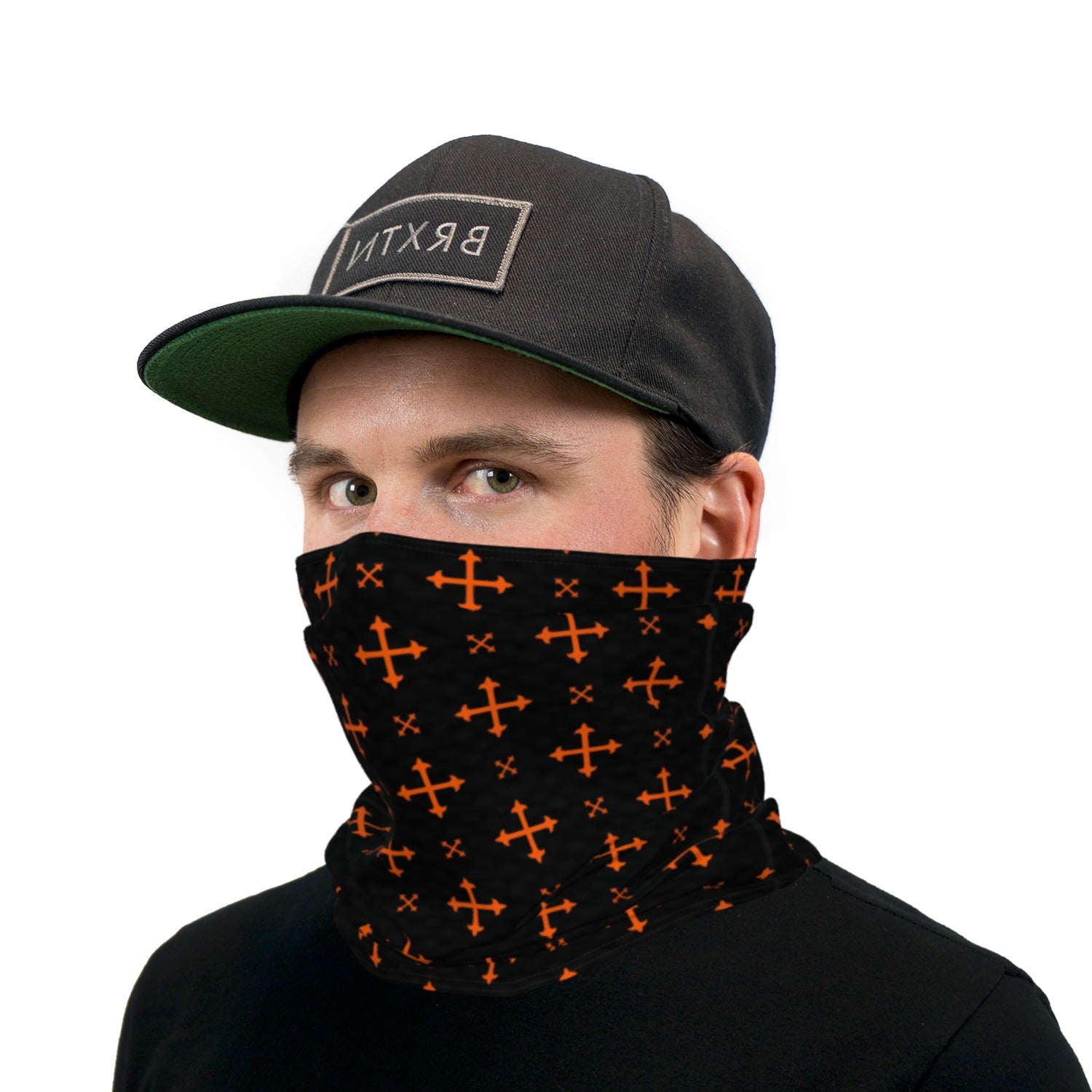 Black and Orange Crosses Neck Gaiter Face Mask