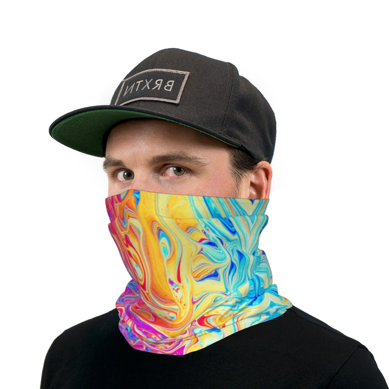 Soap Bubble Pink Blue and Yellow Neck Gaiter Face Mask