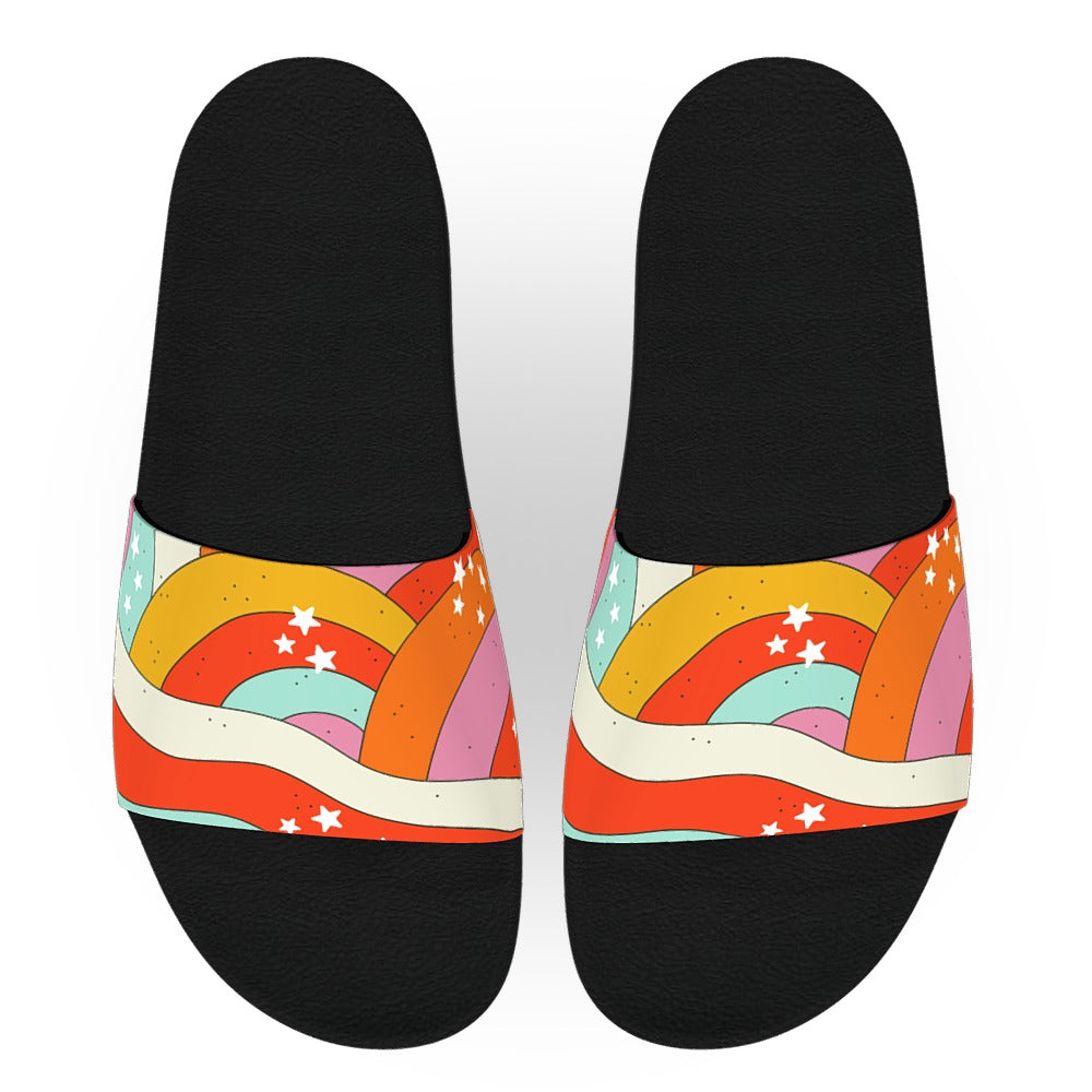 Groovy Colors and Stars Slide Sandals
