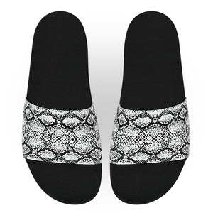 Black Snakeskin Print Slide Sandals