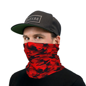 Dark Red and Black Camouflage Neck Gaiter Face Mask