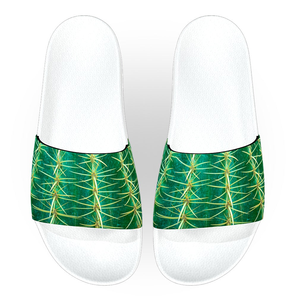Green Cactus Plant Slide Sandals