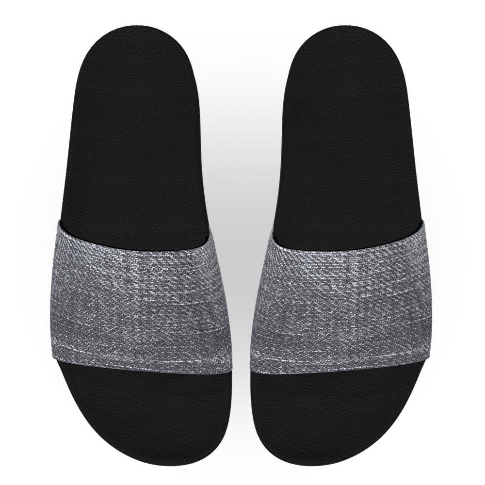 Grey Denim Slide Sandals