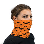 Halloween Orange and Black Bats Neck Gaiter Face Mask