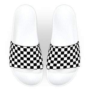 Black and White Checkered Slide Sandals