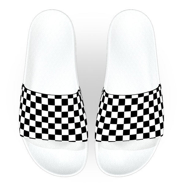 Black and White Checkered Slide Sandals