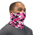 Pink Black and White Camouflage Neck Gaiter Face Mask