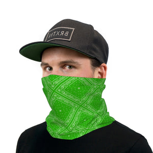 Green Bandana Paisley Neck Gaiter Face Mask