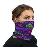 Purple Pink Green And Black Tropical Neck Gaiter Face Mask