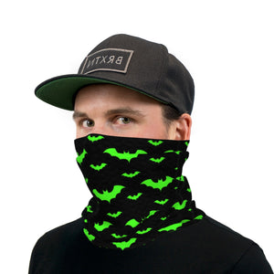 Halloween Black and Green Slime Bats Neck Gaiter Face Mask