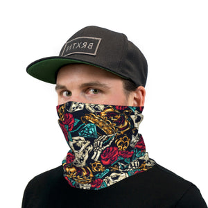 Skull Dice Roses And Crowns Neck Gaiter Face Mask