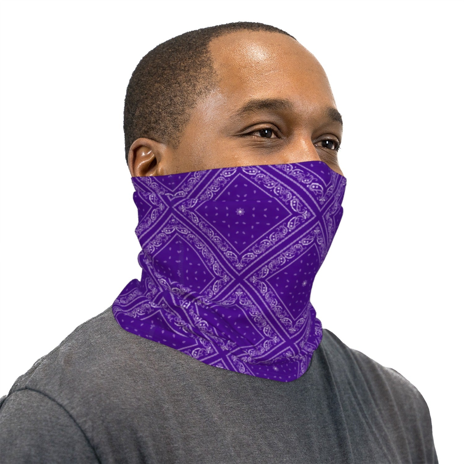 Purple Bandana Paisley Neck Gaiter Face Mask