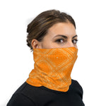 Orange Bandana Paisley Neck Gaiter Face Mask