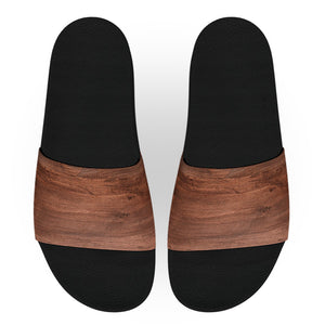 Walnut Wood Grain Slide Sandals