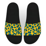 Deep Teal and Yellow Spots Slide Sandals