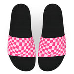 Crazy Pink Checkerboard Slide Sandals