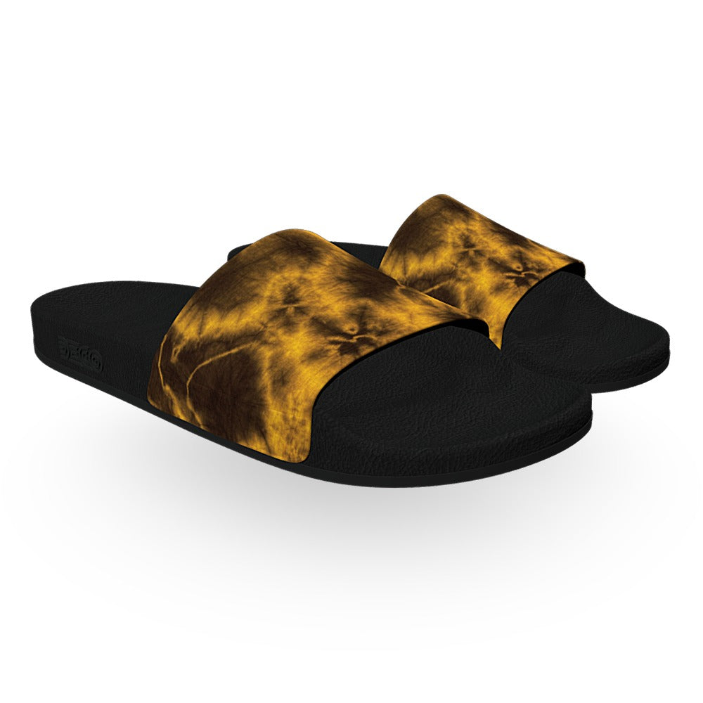 Black and Yellow Tie Dye Slide Sandals