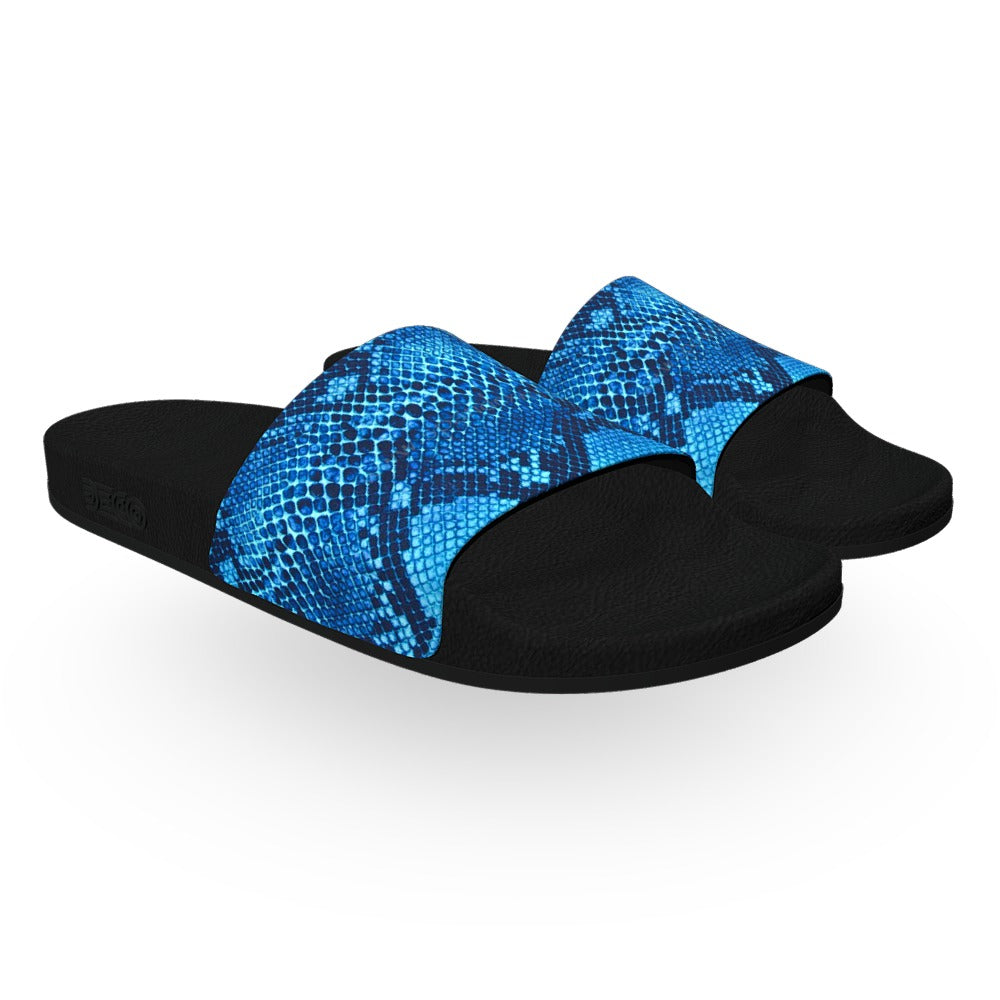 Blue Snake Skin Slide Sandals