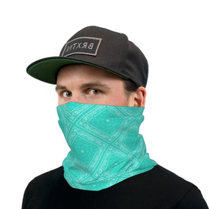 Turquoise Bandana Paisley Neck Gaiter Face Mask