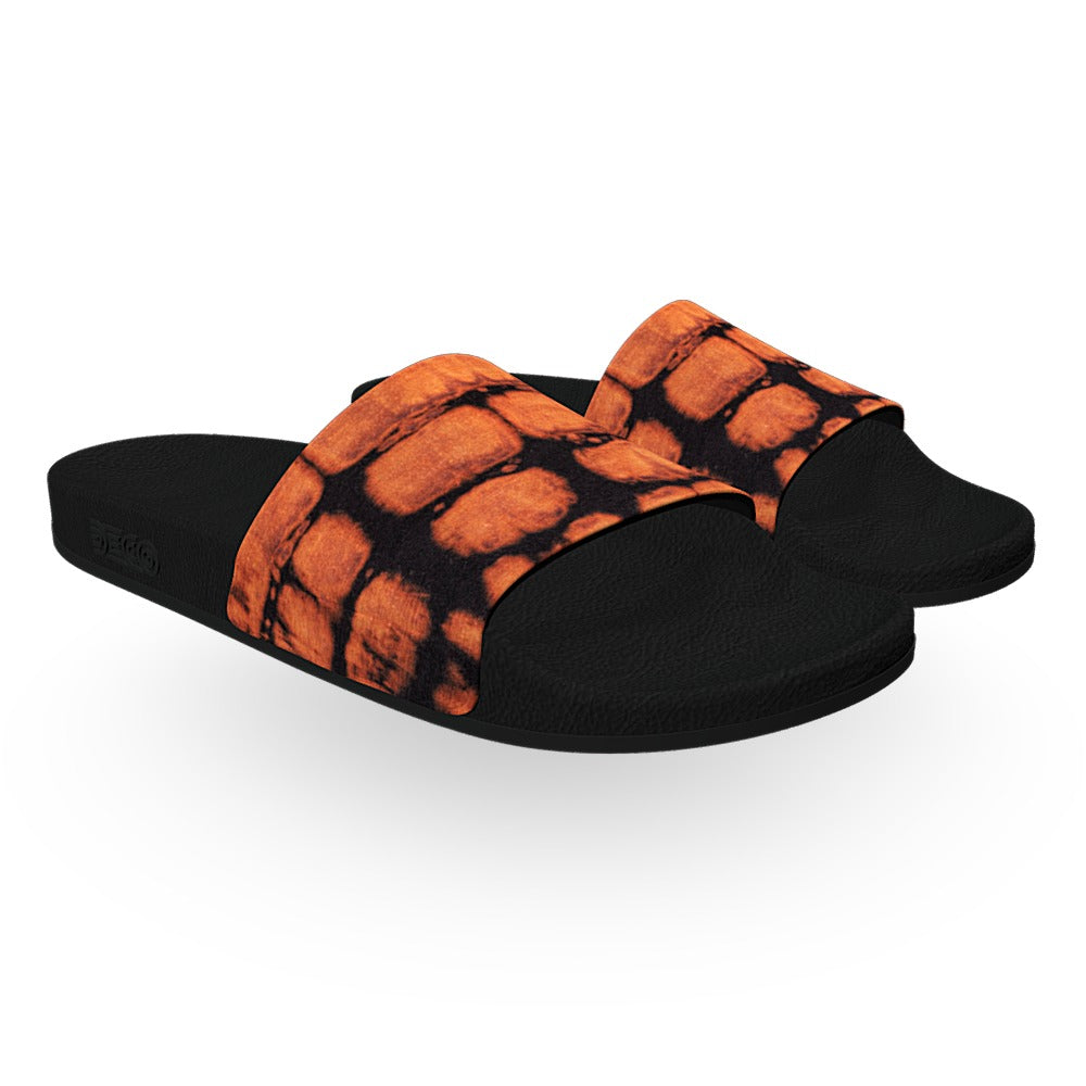 Orange and Black Tie Dye Slide Sandals