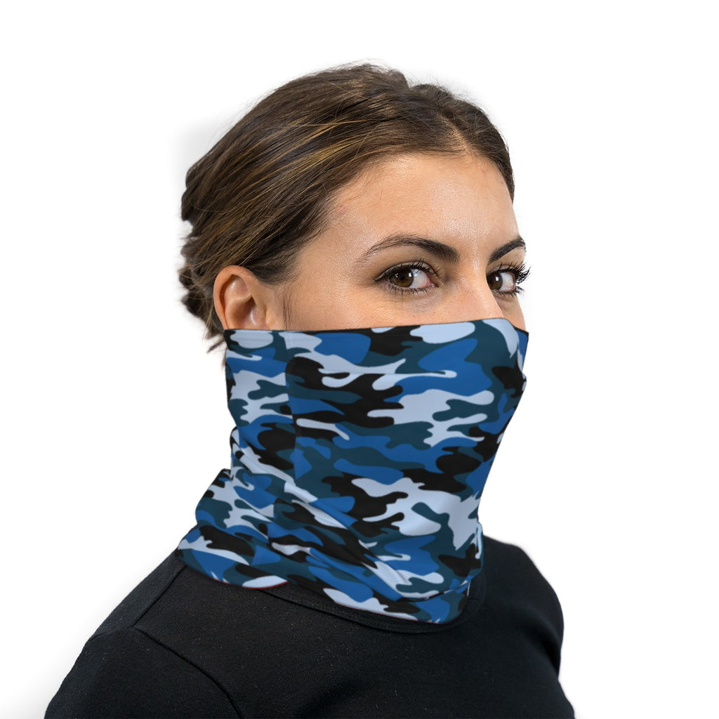 Dark Blue Camouflage Neck Gaiter Face Mask