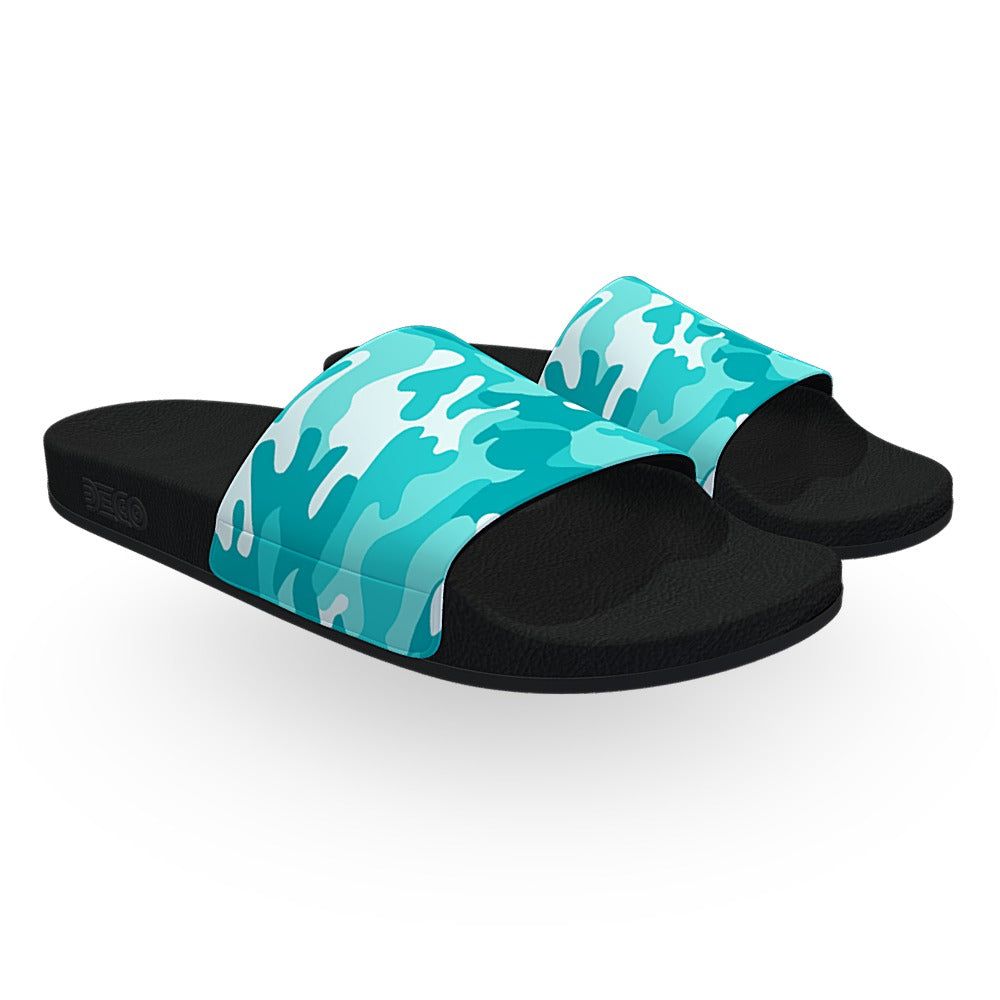 Cyan Woodland Camouflage Slide Sandals