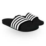White on Black Stripe Slide Sandals