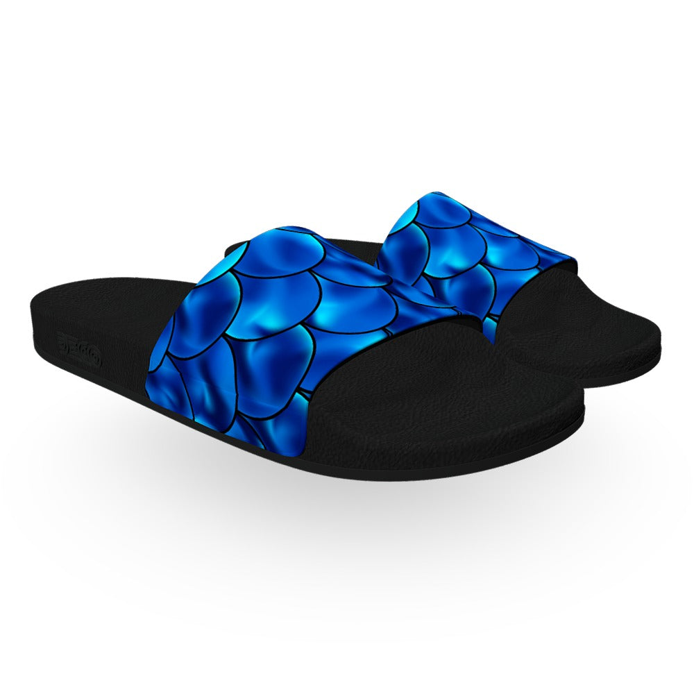 Ocean Blue Fish Scales Slide Sandals