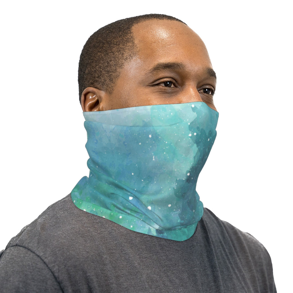 Turquoise Space Watercolor Neck Gaiter Face Mask