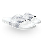 Distressed White and Midnight Blue Slide Sandals