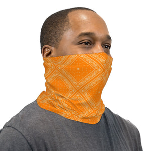 Orange Bandana Paisley Neck Gaiter Face Mask