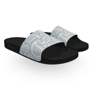 Light Gray and Black Bandana Slide Sandals