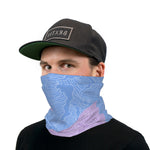 Light Blue And Pink Topographical Wave Neck Gaiter Face Mask